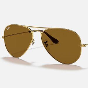 Ray-Ban POLARIZED Gold Aviator Sunglasses.  LIKE NEW